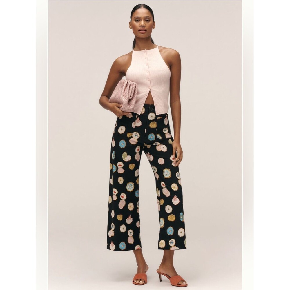 Anthropologie Danielle Kroll X Maeve Colette Crop Wide-Leg Pants